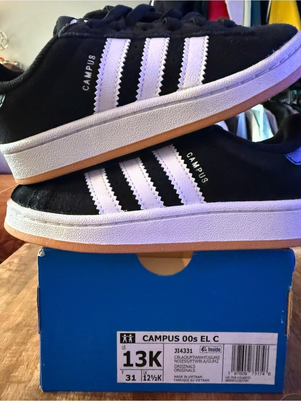 Adidas Campus Kids' Black & White Low-Top Sneakers 13K